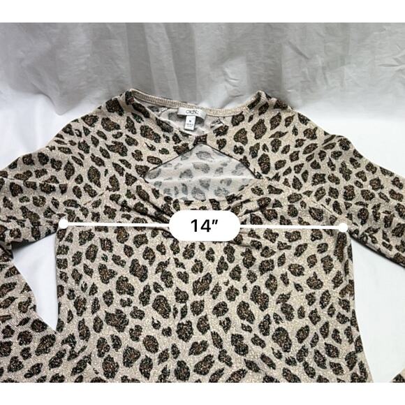 Cache Animal Print Long Sleeve Gathered Keyhole Neckline M Brown Gold Metallic - Picture 5 of 8